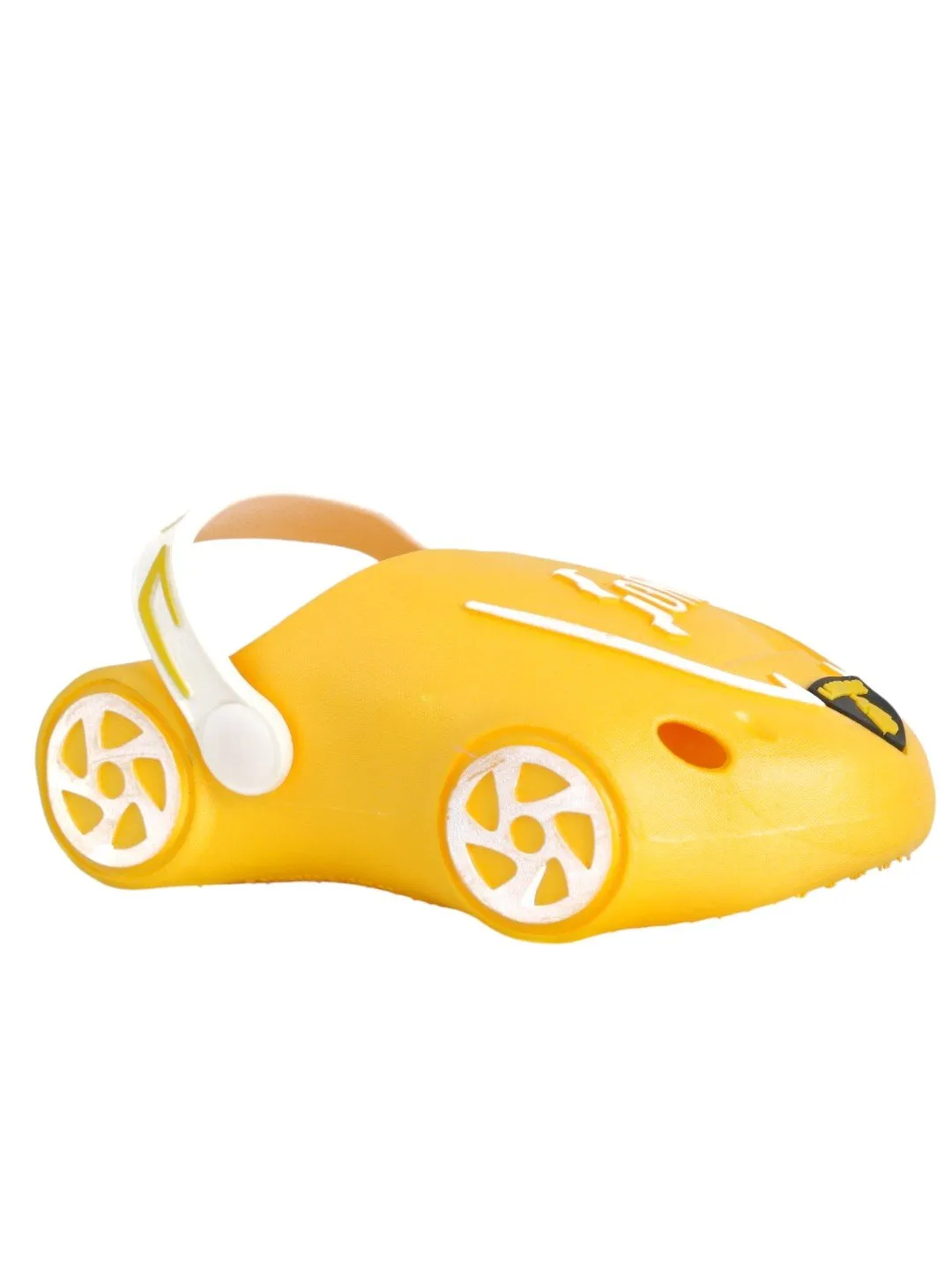 Zoom & Play: Sporty Yellow Car Clogs for Active Kids