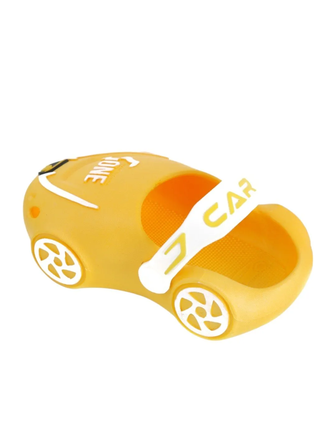 Zoom & Play: Sporty Yellow Car Clogs for Active Kids