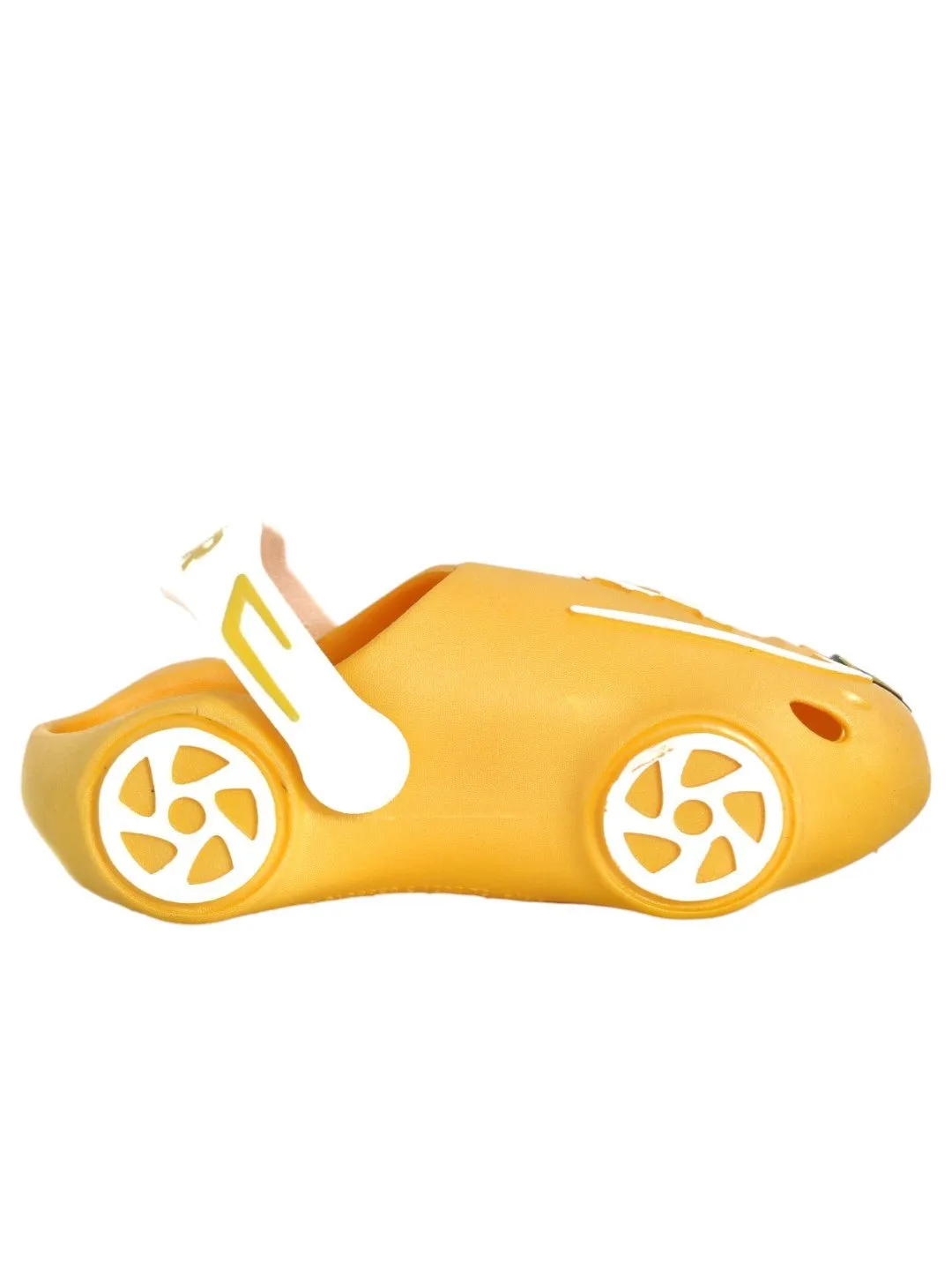 Zoom & Play: Sporty Yellow Car Clogs for Active Kids
