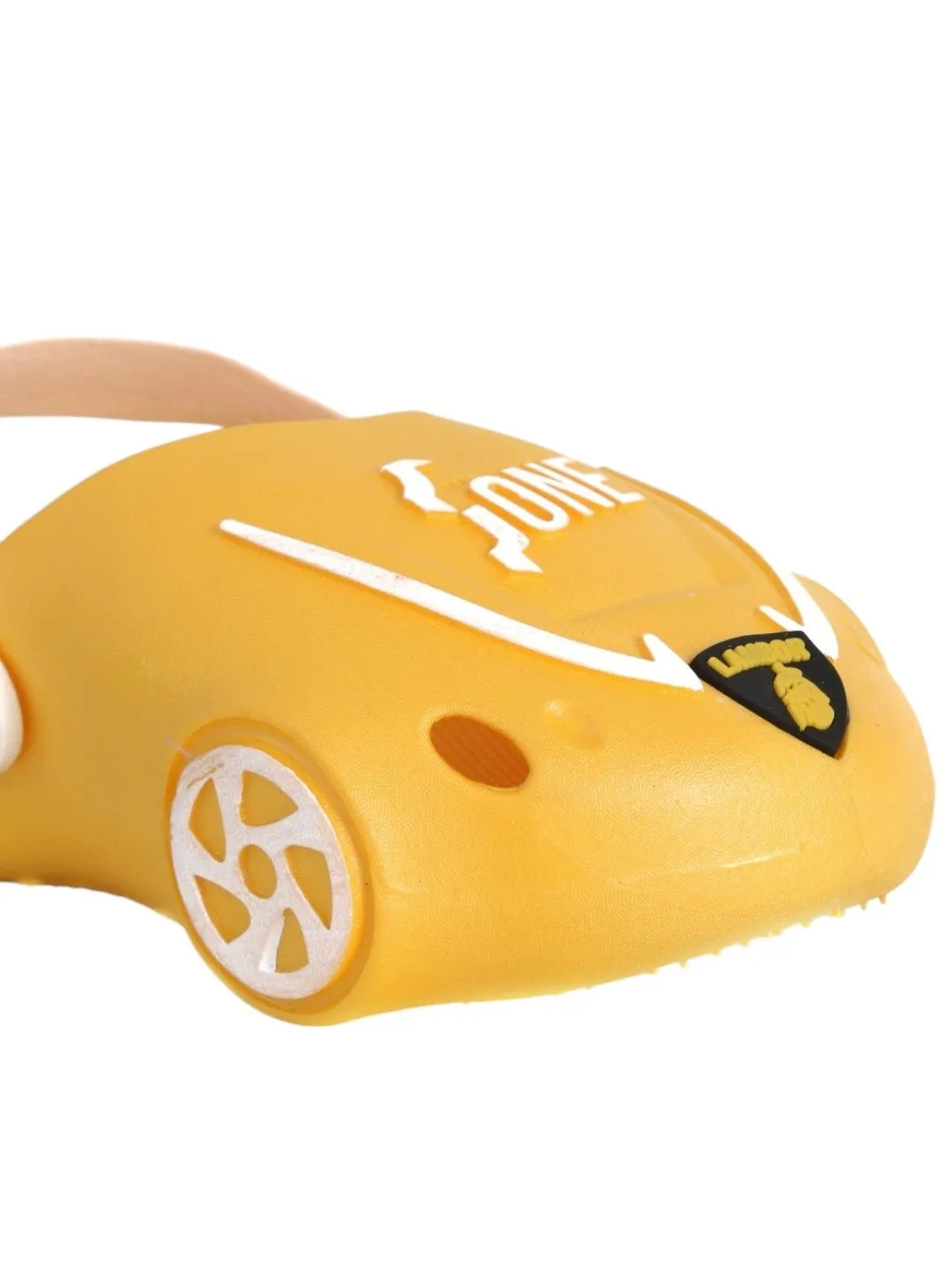 Zoom & Play: Sporty Yellow Car Clogs for Active Kids