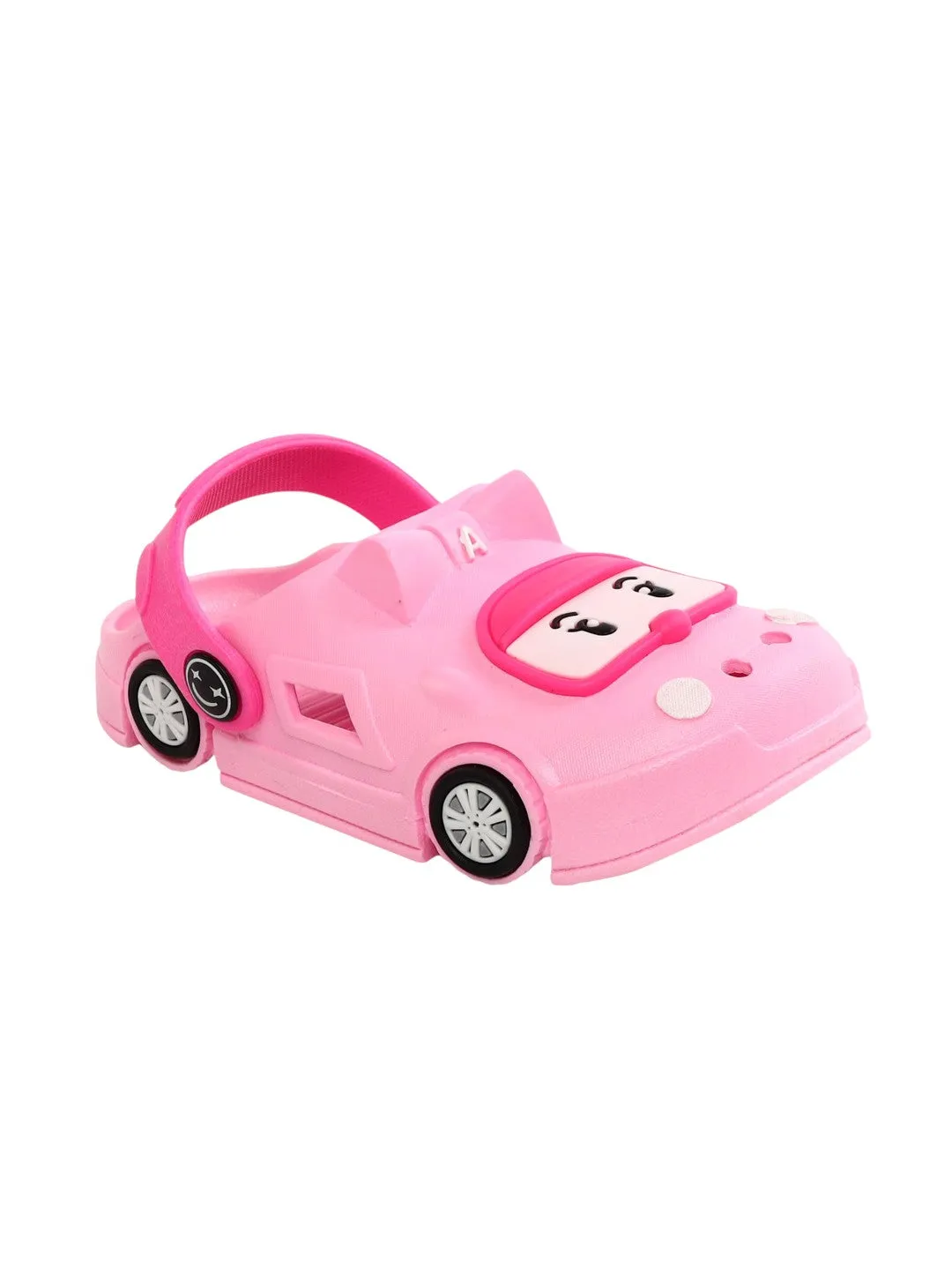 Zoom into Style: Cute Pink Car-Themed Kids' Clogs for Girls