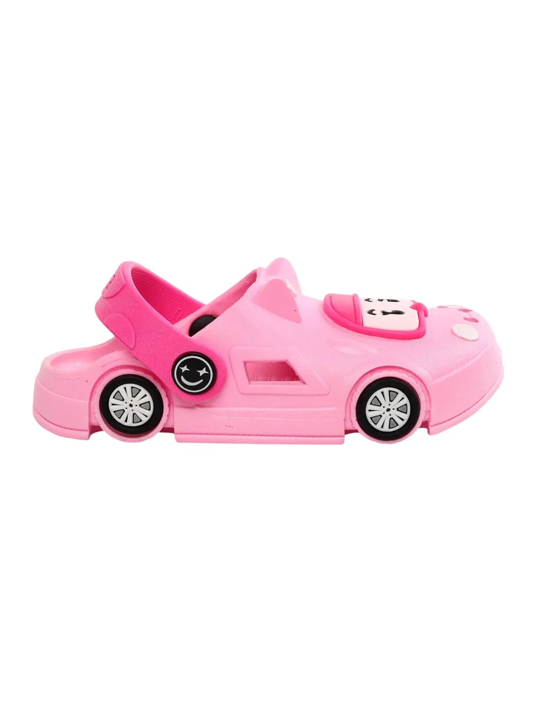 Zoom into Style: Cute Pink Car-Themed Kids' Clogs for Girls